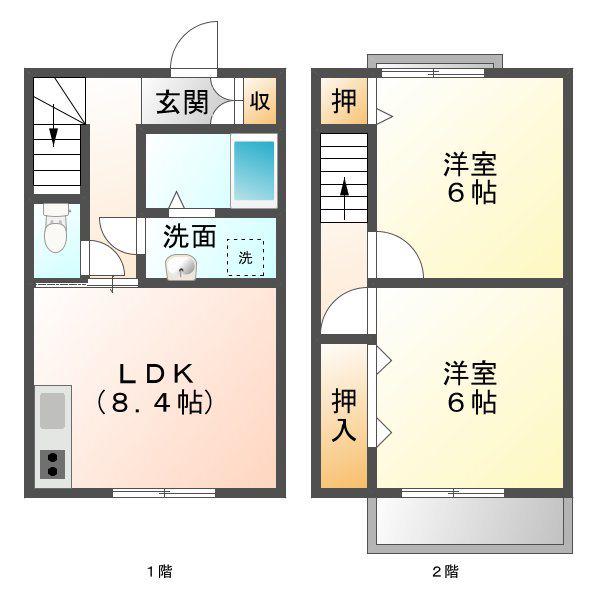 メゾネットスィスル(2LDK/1階)の間取り写真
