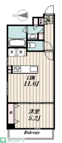 ライズ若木通(1LDK/4階)の間取り写真
