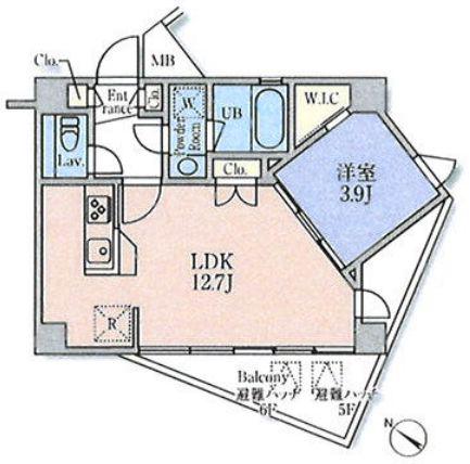 AREA M(1LDK/5階)の間取り写真