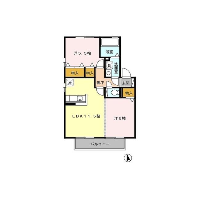 D-ROOM アクジス向町(2LDK/1階)の間取り写真