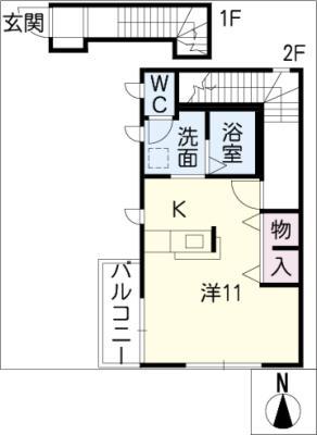 STANZASOLATIO(ワンルーム/2階)の間取り写真