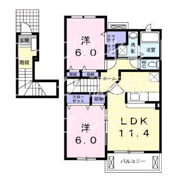 グレース I(2LDK/2階)の間取り写真