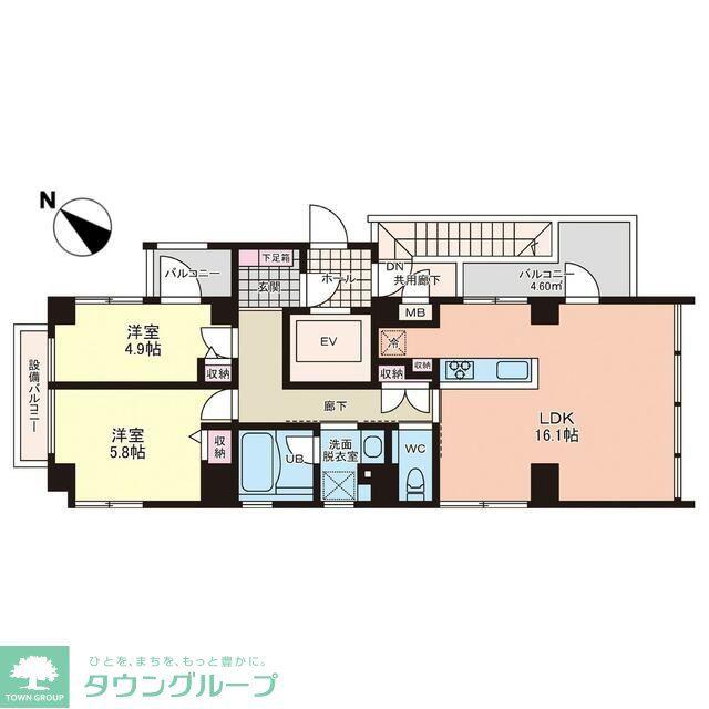 ドローム昭代II(2LDK/4階)の間取り写真