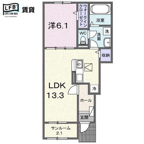 セリーンガーデン I(1LDK/1階)の間取り写真