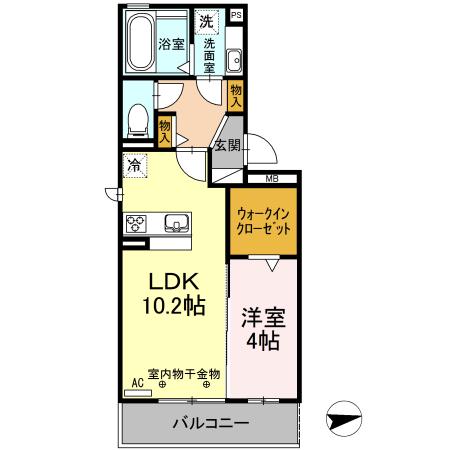D-ROOMサン(1LDK/3階)の間取り写真