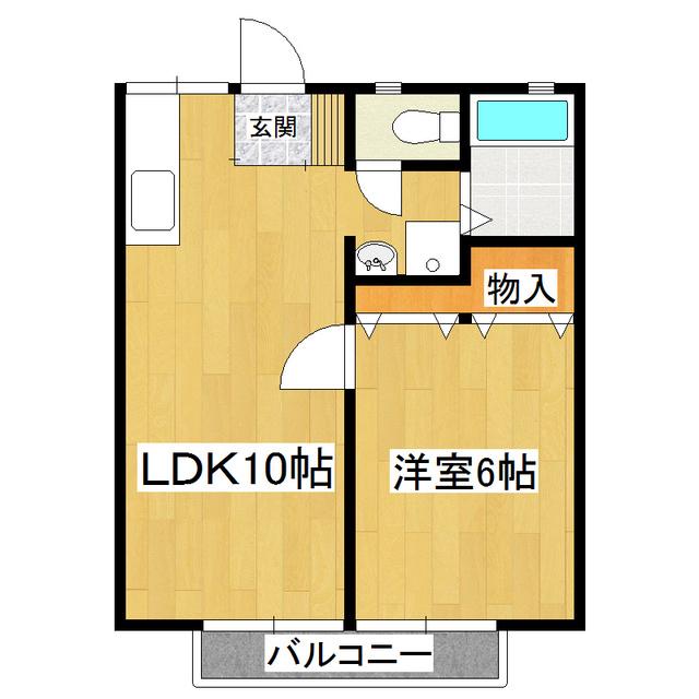 うづら荘A棟(1LDK/2階)の間取り写真