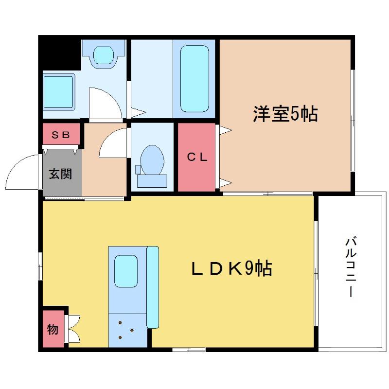 BLANCOSTA SENNARI(1LDK/1階)の間取り写真