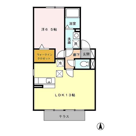 セジュールきよし(1LDK/1階)の間取り写真