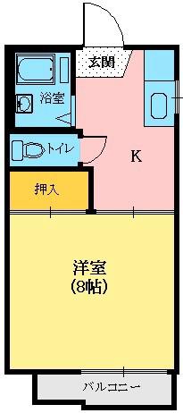 NSハイツ(1K/2階)の間取り写真