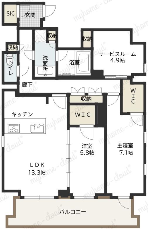 アスデュール日本橋人形町(2SLDK/11階)の間取り写真
