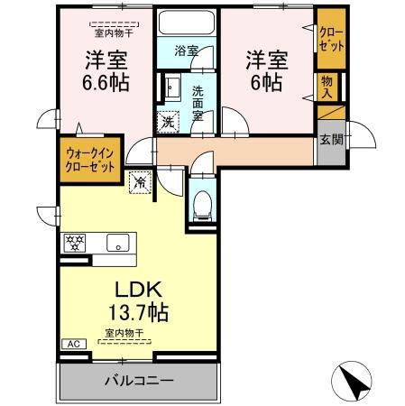ESPOIR(2LDK/3階)の間取り写真