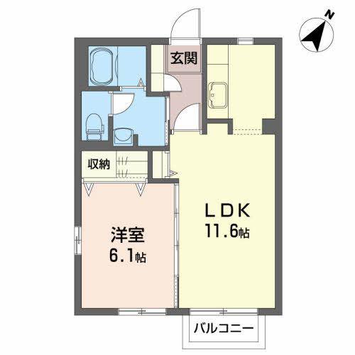 シャーメゾンSAKI(1LDK/2階)の間取り写真