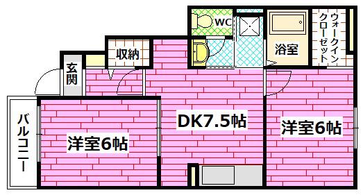 メルヘン イリーデ(2DK/1階)の間取り写真