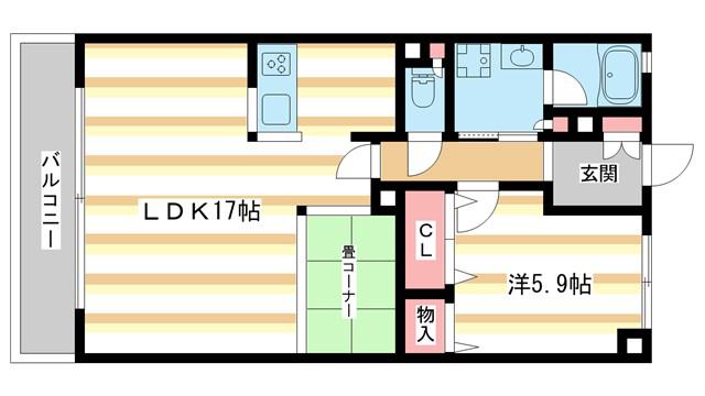 K‐TERRACE学研奈良登美ヶ丘 南館(1LDK/1階)の間取り写真
