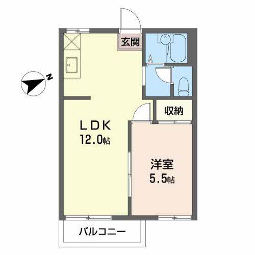 ストークス藤狭(1LDK/2階)の間取り写真