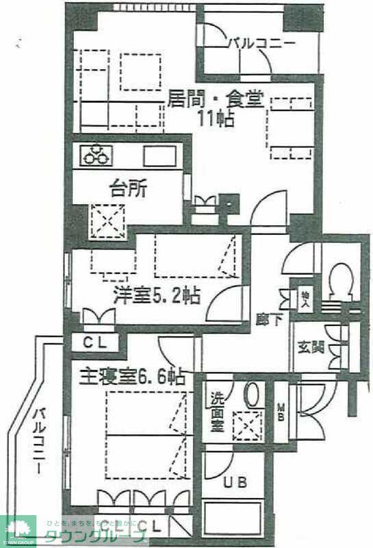 サンピエス池袋(2LDK/11階)の間取り写真