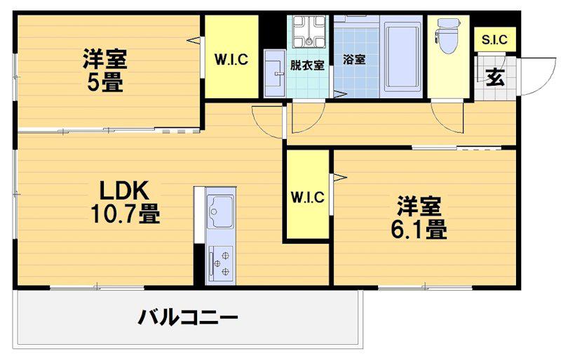 フルールII(2LDK/1階)の間取り写真