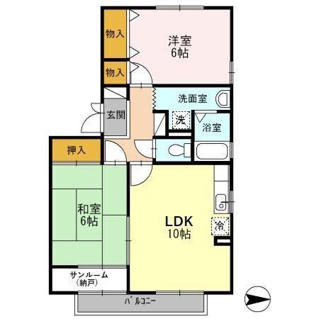 シャルマンドミール A(2LDK/2階)の間取り写真
