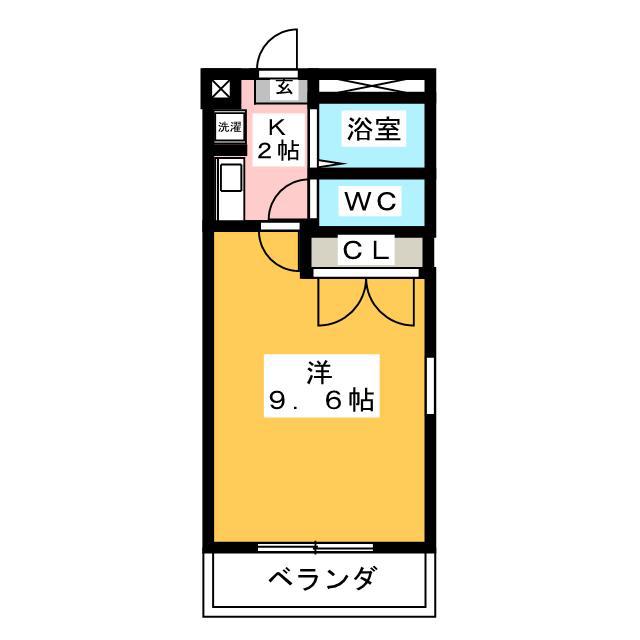 グリーン A(1K/2階)の間取り写真