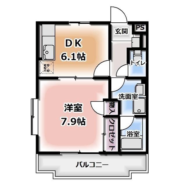 メルベーユ篭上I(1DK/2階)の間取り写真