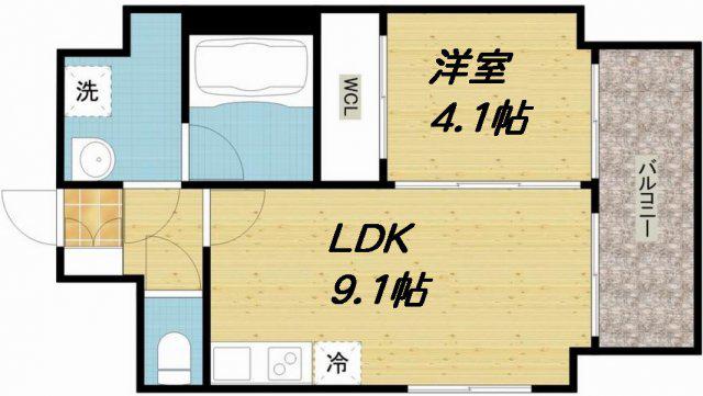 ノルデンタワー南森町プレミアム(1LDK/6階)の間取り写真