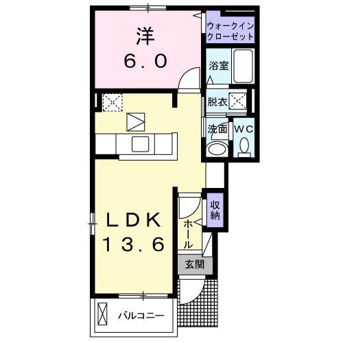 シャトーハイツI(1LDK/1階)の間取り写真