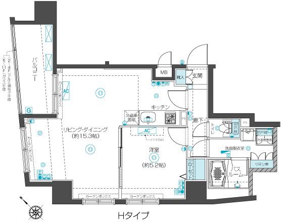 フェニックス新横濱クアトロ(1LDK/7階)の間取り写真