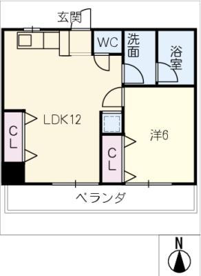 小林ビル(1LDK/4階)の間取り写真
