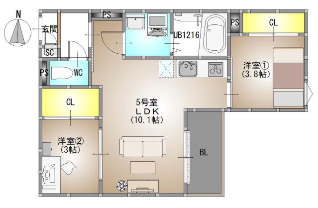 REGALEST 今(2LDK/3階)の間取り写真