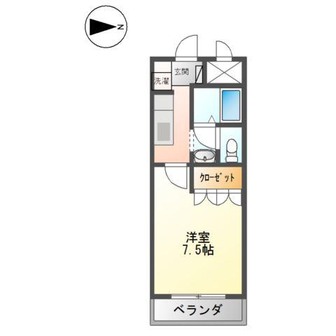 グランドソレーユ(1K/1階)の間取り写真