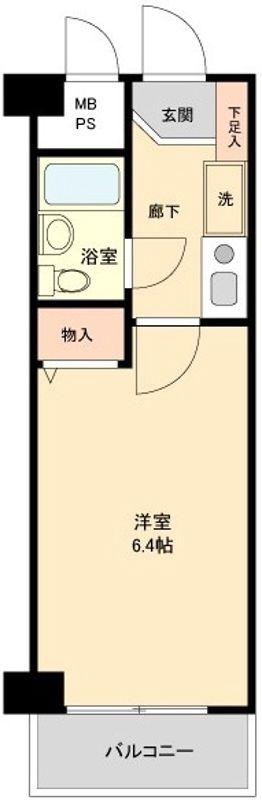 ライオンズマンション経堂第7(1K/2階)の間取り写真