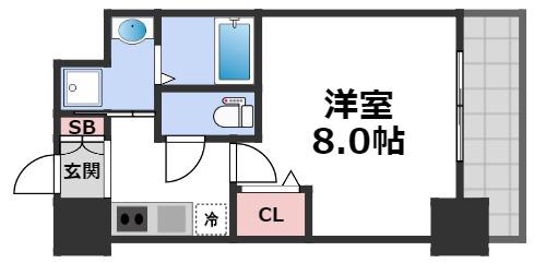LUMINOUS天王寺舟橋(1K/6階)の間取り写真