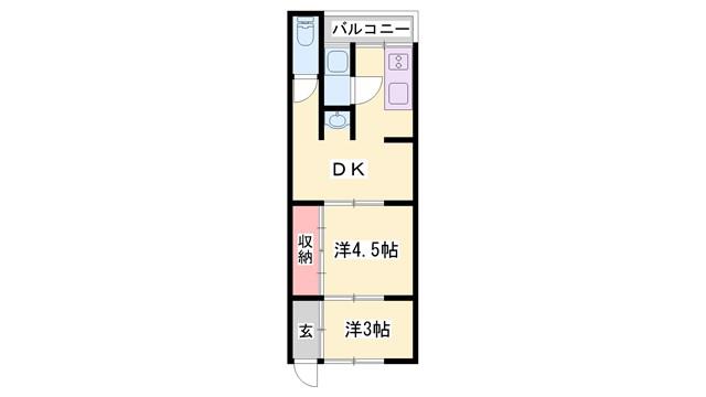 満月荘(2DK/2階)の間取り写真