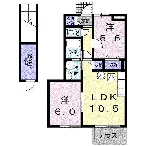 エレガントヴィラ1号館(2LDK/1階)の間取り写真