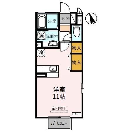 ハニーコートF(ワンルーム/2階)の間取り写真