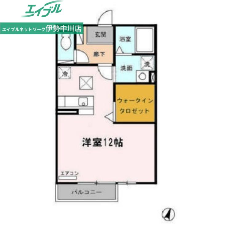 CONFORT A棟(ワンルーム/1階)の間取り写真