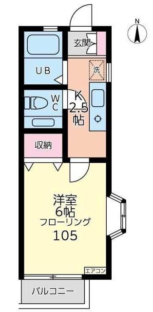 ヴィラージュ菅田(1K/1階)の間取り写真