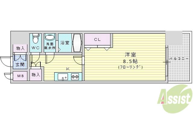 カルム千昇2(1K/10階)の間取り写真