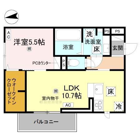 D REGALO米松(1LDK/1階)の間取り写真