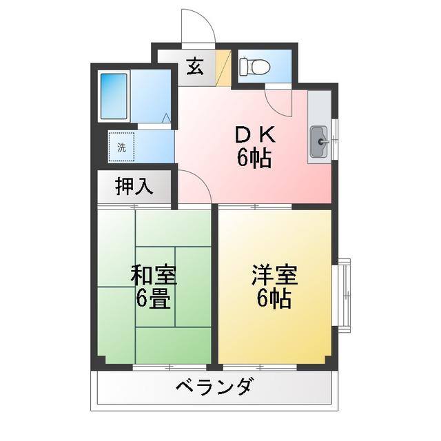 クリエールヤマニ(2DK/3階)の間取り写真