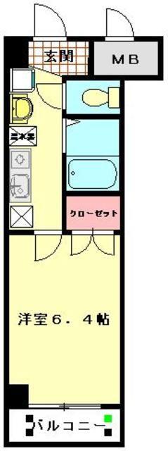 スパシエフィールドS新都心(1K/1階)の間取り写真