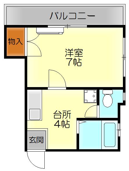 カーサ東中央(1K/4階)の間取り写真