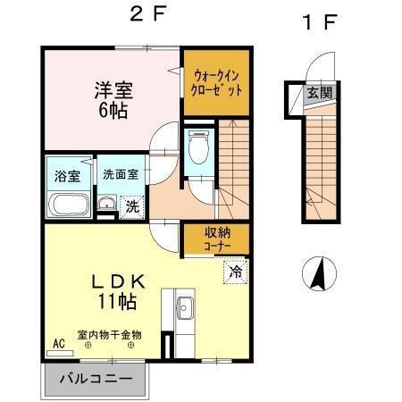 マジェスタ B(1LDK/2階)の間取り写真