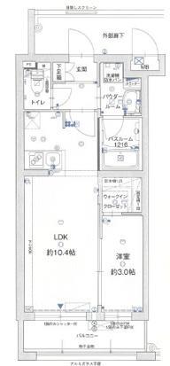 グランフォーレ西新ヒルズ(1LDK/1階)の間取り写真