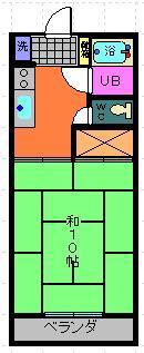 第3錦フルーツコーポ(1DK/2階)の間取り写真