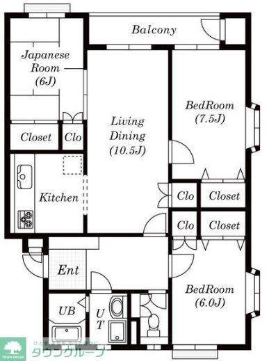 桜橋コート(3LDK/1階)の間取り写真