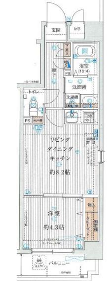 ソルフィエスタ住吉(1LDK/7階)の間取り写真