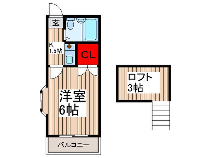 SALUT HOUSE(1K/2階)の間取り写真