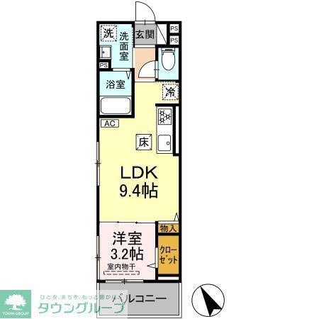 D PAINA TAKAKURA(1LDK/1階)の間取り写真