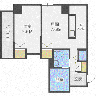 ビッグパレス南4条(1LDK/7階)の間取り写真